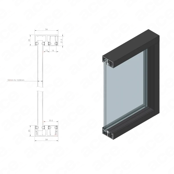 aluminium profile for glass partitioning scheme