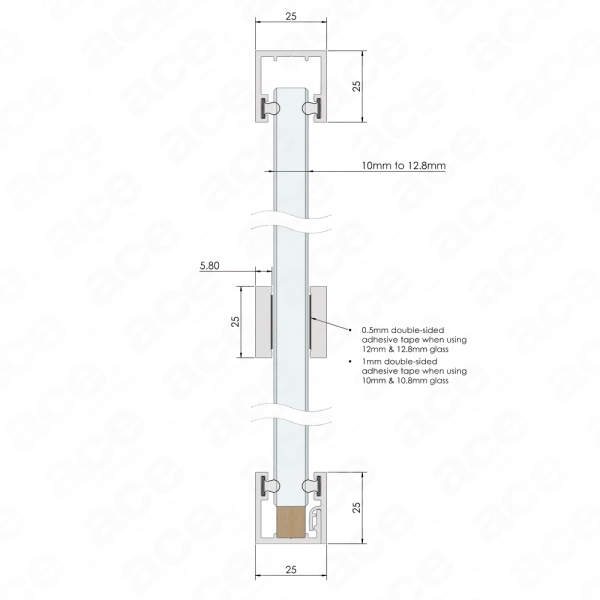 single aluminium profile for glass partitioning scheme