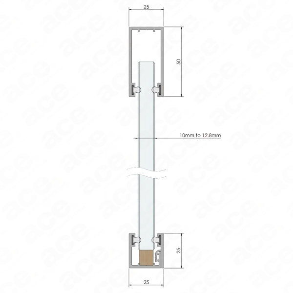 single-glazed, one part aluminium profile set for glass partitioning scheme