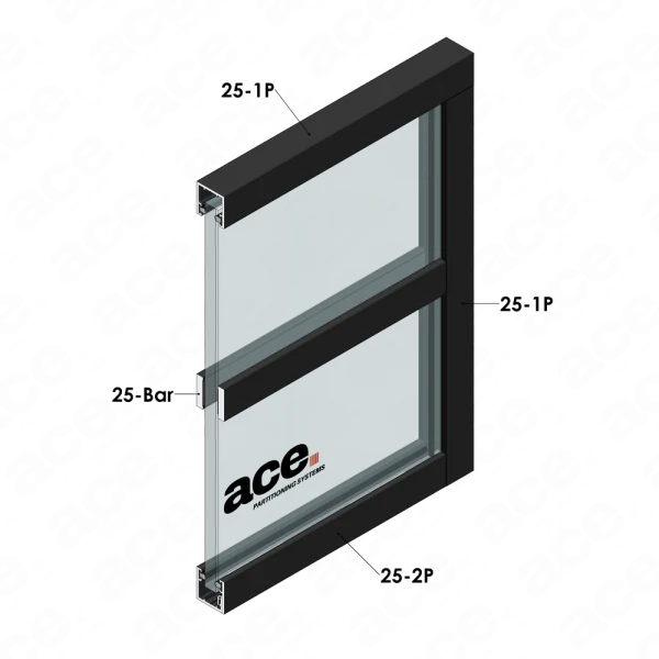 single aluminium profile for glass partitioning scheme